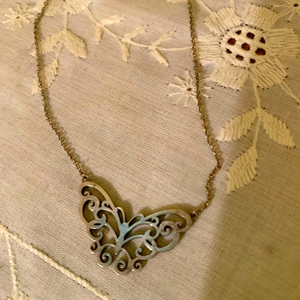 Tiffany & Co filigree butterfly necklace.
